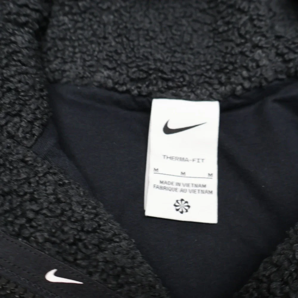 Nike Jacket Girls Medium Black Therma-FIT Hooded Sherpa Fleece Training Pullover